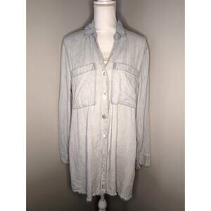 Show Me Your Mumu Chambray Shirt Dress Small Light Wash Button Front
